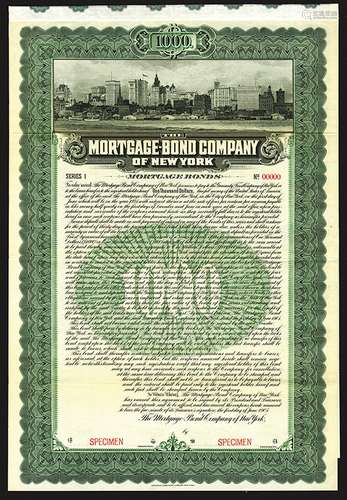 Mortgage-Bond Company of New York Specimen Bond.