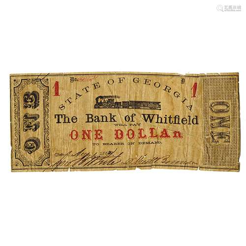 Bank of Whitfield, 1862 Issued Obsolete Scrip Note.