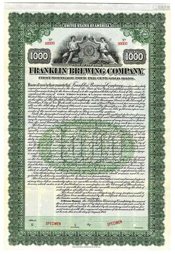 Franklin Brewing Co., 1915 Specimen Bond