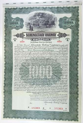 Schenectady Railway Co., 1916 Specimen Bond.