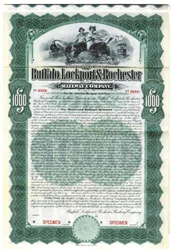 Buffalo, Lockport and Rochester Railway Co., 1904 Specimen Bond