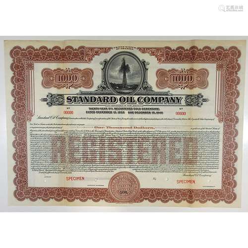 Standard Oil Co., 1925 Specimen Bond.