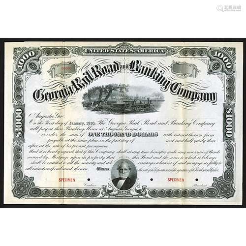 Georgia Railroad and Banking Co., ca.1880-1890 Specimen Bond