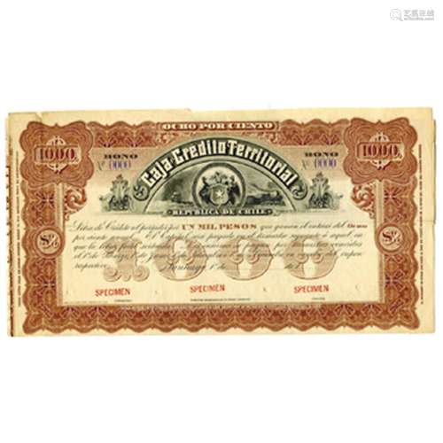 Caja de Credito Territorial, ca.1890-1910 Specimen Bond