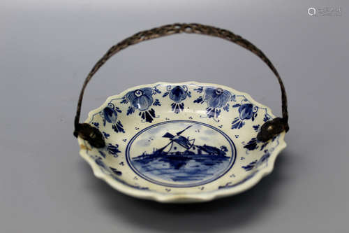 Dutch Delft blue porcelain dish