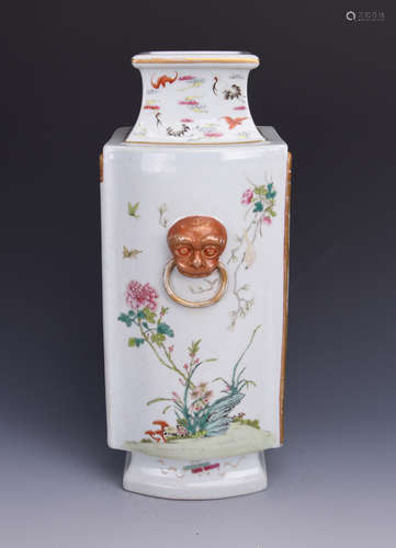 Chinese famille rose porcelain vase, Qianlong mark.