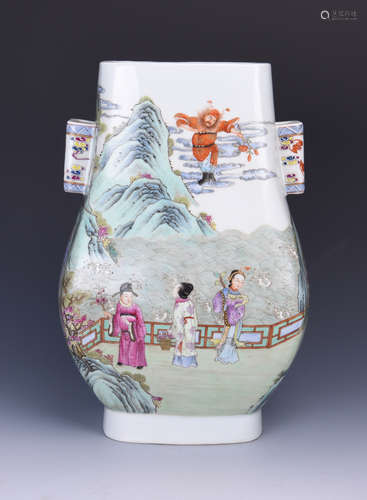 Chinese famille rose porcelain vase, Qianlong mark.