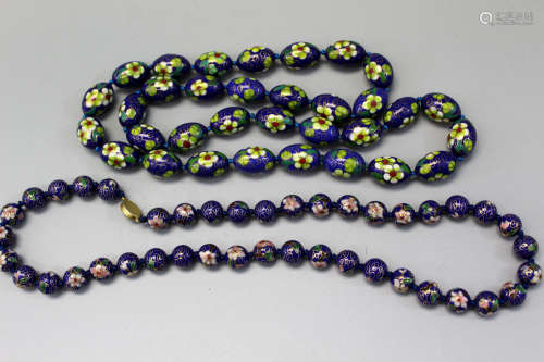 Two Chinese cloisonne beads necklaces.