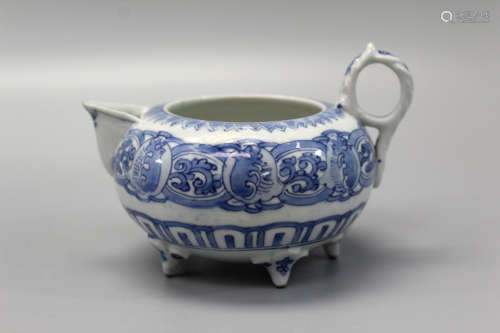 A Japanese blue and white teapot.