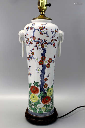 Chinese famille rose porcelain vase lamp.