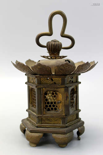 A Japanese brass lantern.