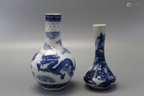 Two Japanese blue and white porcelain vases.