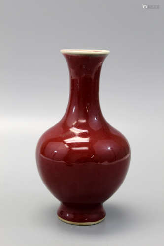 Chinese ox blood glaze porcelain vase, Qianlong mark.