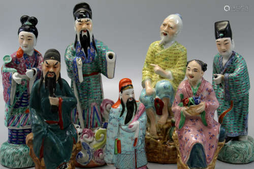 A group of 7 Chinese porcelain figurines.