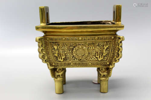 Ornate Chinese gilt metal incense burner.