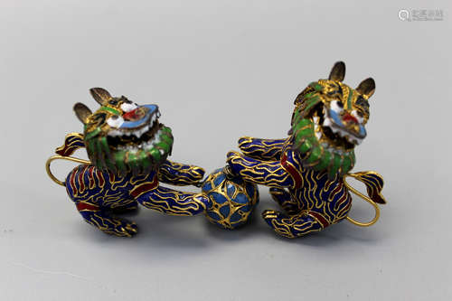 Chinese cloisonne Fu dogs