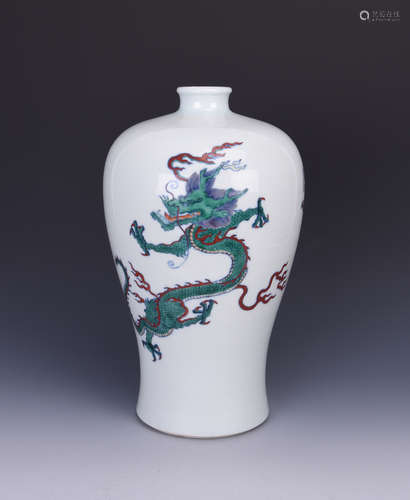 Chinese Doucai porcelain Meiping vase, Kangxi mark.