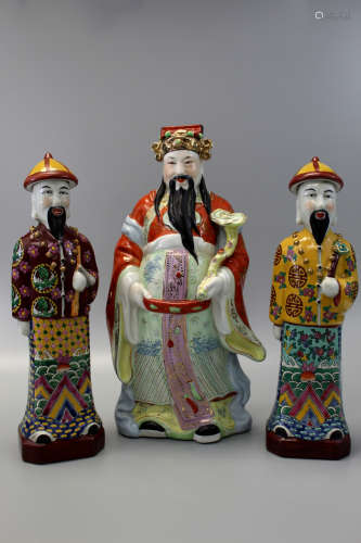 Group of three chinese porcelain figures.