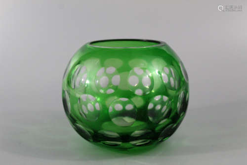 Chinese green bubble glass jar.
