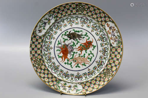 Chinese export famille rose porcelain plate.