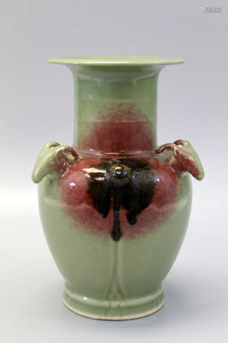 Chinese Jun ware style celadon porcelain vase.
