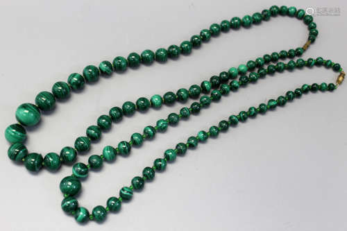 Two malachite beads necklaces.