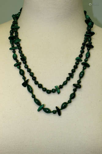 Two malachite beads necklaces.