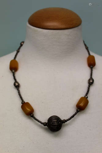 Amber color beads necklace