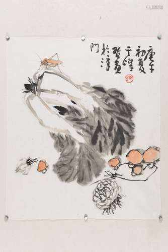 孙其峰 b.1920 白菜草虫 纸本 软片