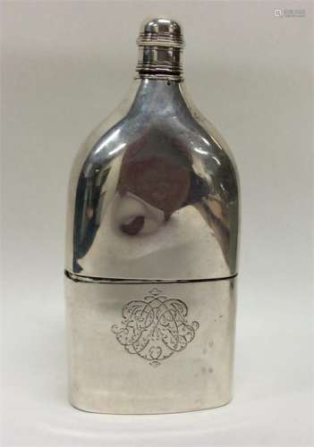 A good large Georgian travelling hip flask with gi