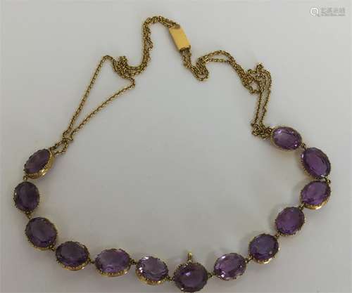 A fine Antique amethyst thirteen stone necklace wi