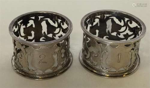 A pair of good Edwardian pierced napkin rings deco