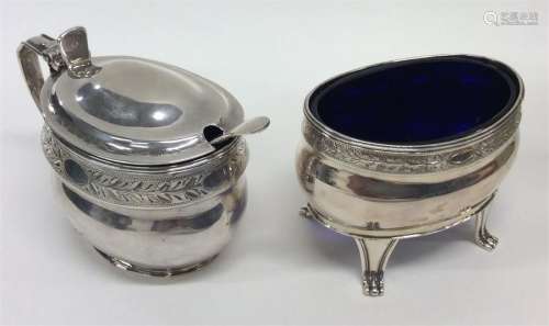 A good quality Georgian-style silver salt and matc