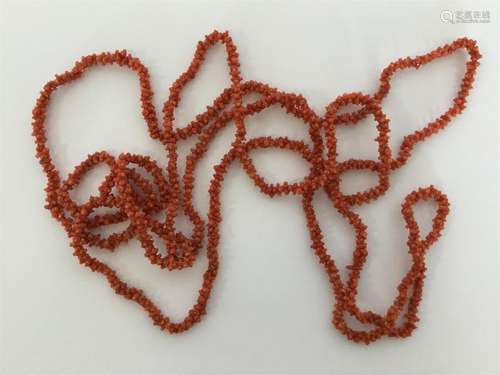 A good Georgian string of coral beads with carved