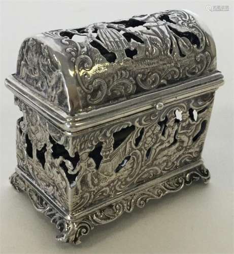 An attractive silver dome top casket with pierced