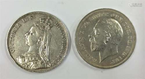 Two silver Crowns dated 1890 and 1935. Est. £20 -