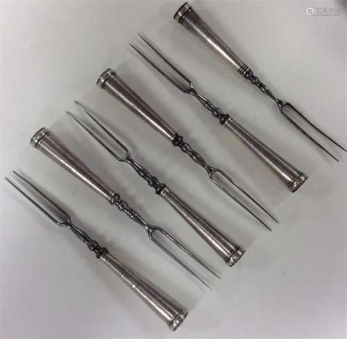 A set of six 18th Century Continental silver forks