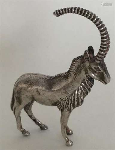 A Continental miniature silver figure of an Antelo