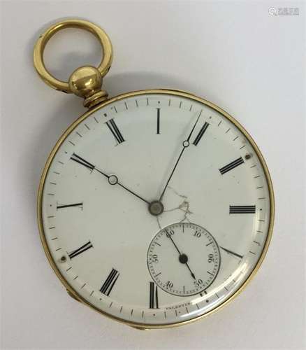 An 18 carat Swiss fob watch with white enamelled d