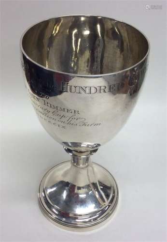 A good quality Georgian silver goblet with tapered