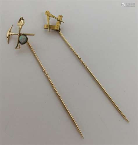 A Masonic stick pin together with an opal mining s