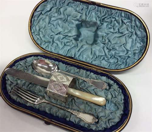 A Victorian matched four piece christening set con