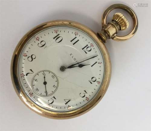 A gent's gold plated Elgin pocket watch with white