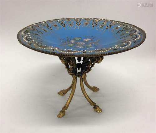 An attractive cloisonné dish decorated with flower