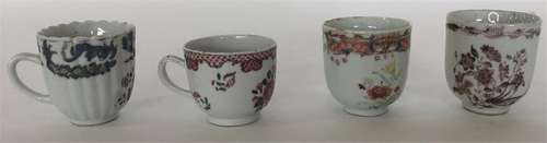 Four 18th Century Chinese porcelain teacups. (4).