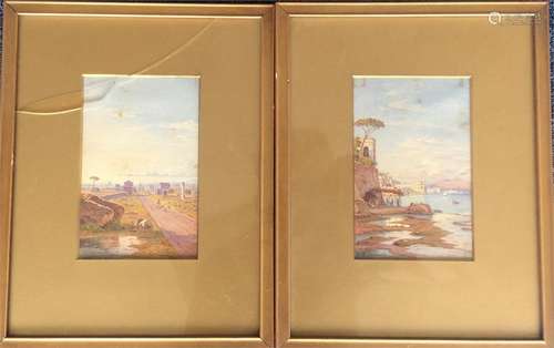 A pair of Italian watercolours of typical design.