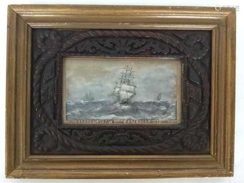 A good rectangular drawing of a Clipper on rough seas, entitled