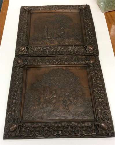 A good pair of cast iron embossed plaques depictin
