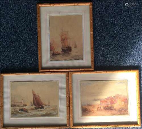 A group of three framed and glazed watercolours de