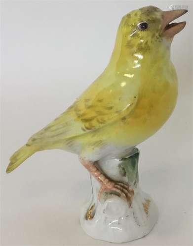 A 19th Century Meissen figure of a yellow canary p